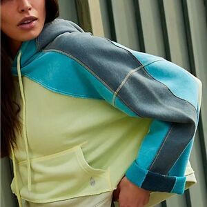 FP Movement by Free People Colorblock Hoodie in Blue and Yellow